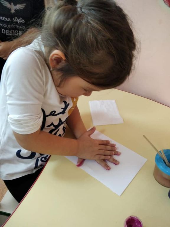 Художественное творчество (рисование) нетрадиционная техника в средней группе «Пчёлки», на тему: «Наши ладошки» Воспитатель Аманбаева Д.К.